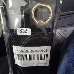 Elegant Black Phone Holster with Gold Ring by